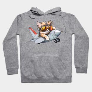 Cute Pilot Kitten Flying Hoodie